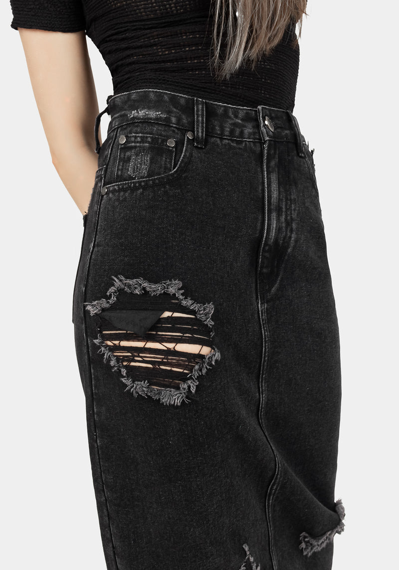 High-Rise Distressed Denim Skirt – Beloved Clothing Co.